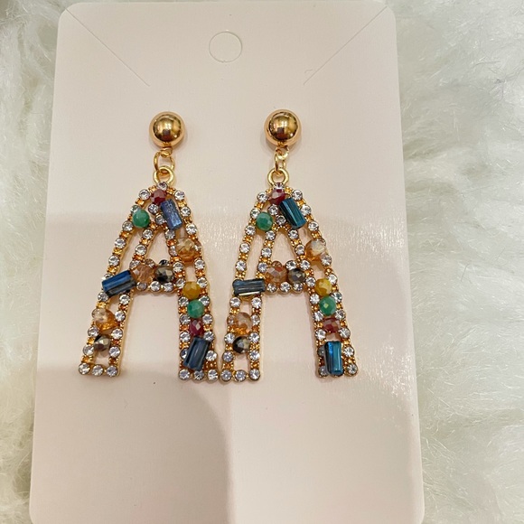 Beautiful beaded letter “A” earrings - Picture 3 of 3